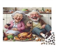 Couple âgé Rire 1000 Pièces Papier Écologique Puzzle Premium pour Adultes Décompression du Jeu Éducatif Décoration Murale Et Cadeaux Le 70x50cm/1000pcs