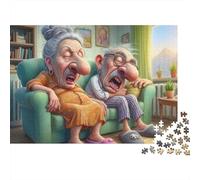 Couple âgé Rire Puzzle DIY 1000 Pièces Carton Extra-Épais pour Famille, Jeu Amusant Stimulant, Belle Décoration, Cadeau D’Anniversaire Idéal pour Famille 52x38cm/1000pcs