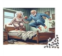 Couple âgé Saute lit Casse-tête 1000 Pièces sans Poussière,Puzzle Difficile défi De Jeu Éducatif pour Un Moment De Complicité,Cadeau d'anniversaire Parfait 38x26cm/1000pcs