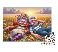 Couple âgé se détendre 1000 Pièce Papier Écologique Puzzle Premium Couple Partenaires Décompression Défiant Décoration Murale Pack De Valeur 38x26cm/1000pcs