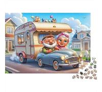 Couple âgé Voyage Camping-Car Puzzle 1000 pièces, Mini Aventure Auto, Exercice cérébral, Anti-Stress, Carton épais Premium pour Femmes & Hommes, Cadeau emménagement, 70x50cm