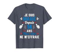 Couple Amoureux Cadeau 14 Ans de Mariage Noces de Plomb T-Shirt, Homme, Bleu Chiné, 6XL