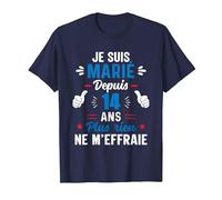 Couple Amoureux Cadeau 14 Ans de Mariage Noces de Plomb T-Shirt, Homme, Bleu Marine, 4XL