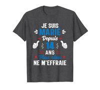 Couple Amoureux Cadeau 14 Ans de Mariage Noces de Plomb T-Shirt, Homme, Chiné Foncé, S
