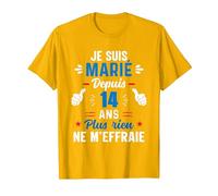 Couple Amoureux Cadeau 14 Ans de Mariage Noces de Plomb T-Shirt, Homme, Doré Vif, XXL