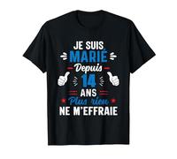Couple Amoureux Cadeau 14 Ans de Mariage Noces de Plomb T-Shirt, Homme, Noir, S