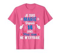Couple Amoureux Cadeau 14 Ans de Mariage Noces de Plomb T-Shirt, Homme, Rose Chiné, S
