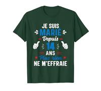 Couple Amoureux Cadeau 14 Ans de Mariage Noces de Plomb T-Shirt, Homme, Vert Forêt, L