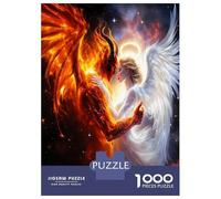 Couple Ange démon 1000 Pièces Puzzle Adultes Harmonie des Deux éléments Puzzle Classique Carton Recyclé - Hit des Familles, Activité De Fête, Cadeau Anniversaire Et Loisirs Indoor 52x38cm/1000pcs