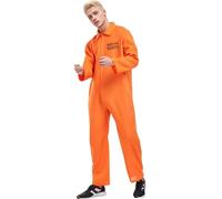 Couple assorti Orange Mardi Cosplay Costume de prisonnier Costume de spectacle de scène Costume Cosplay Fête Costume de chevalier médiéval garçon, Orange, L