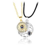 Couple Colliers 100 Langues Je T'aime Projection Soleil Lune Pendentif Collier Femmes Hommes Amoureux Valentine Cadeaux