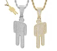 Couple Crooked Head Hipster Necklace,Hip Hop Street Style Pendant,Modern Sweet Trendy Men Women Jewelry Gifts for lovers,Friend and Family (Gold +Silver, 5.1 * 1.7cm/2 * 0.67in)