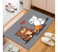 Couple D'Amour Romantique, Ours Tapis Antidérapant 60x90cm, Carpet Lavables Flamme D'Ours Animal Doux Carpet poil ras Tapis d'entrée pour Salon, Salle à Manger, Moquette Chambre, Descente de lit