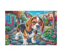 Couple de Beagle dans Le Champ de Fleurs 1000 Pieces Casse-tête Créatif en Carton Épais Difficulté Moyenne Activité Manuelle Loisir Créatif Cadeau Créatif Événement Festif Premium 1000 PCS