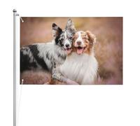 Couple de bergers australiens,Drapeau de jardin, bannière décorative, drapeau double face, 2 x 3 pieds, pour extérieur et intérieur