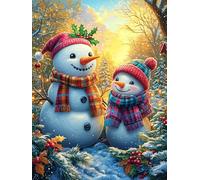 Couple de bonhommes de neige dans la forêt de Noël 1000 Pieces Casse-tête Créatif En Carton Épais Conte de fées animal magique Difficulté Moyenne Activité Manuelle Loisir Créatif Cadeau Créatif Événem