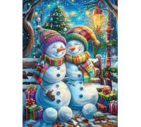 Couple de bonhommes de neige dans la forêt de Noël 1000 Pieces Casse-tête Pour Ado En Carton Épais Rigide Conte de fées d'accompagnement magique Facile Débutant Jeu De Société Soirée Entre Amis Cadeau