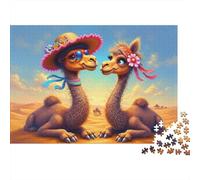 Couple de chameaux Mignon Puzzle 1000 Pièces Adultes Animaux Puzzles 1000 Pièce Défi Jouet Décor À La Maison 70x50cm/1000pcs