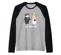 Couple de chats mignons tenant la main dessin animé amour Manche Raglan