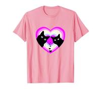 Couple de Chats Noirs en Forme de cœur T-Shirt