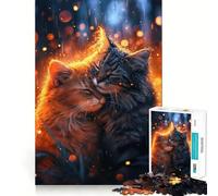Couple de Chats romantiques Puzzle de 1000 pièces pour Adultes Jeu de réflexion Intelligent Activité à la Maison Découpe Lisse Surprise de Noël (50x75cm)