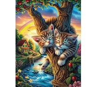 Couple de Chats sur Un Arbre 300 Pièces Puzzle Adolescent en Carton Anti-Déchirure Contes de fées Animaux et Plantes Difficulté Moyenne Activité Éducative Passe-Temps Petit Prix Pas Cher Premium 300