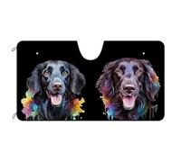 Couple De Chiens Flat Coated Retriever Protecteur De Pare-Brise Imperméable Pare Soleil Voiture Intérieur La Protection Pare-Soleil Avant Universelle pour Vus Camion Été M