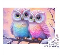 Couple de Chouette Mignon_1 Puzzle 1000 Pièces Carton Premium pour Couples, Entraînement De Concentration, Loisir en Intérieur, Cadeau De Maison Neuve Idéal 38x26cm/1000pcs