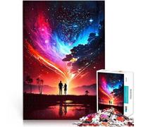 Couple de cœurs Galaxie Puzzles 1000 pièces pour Adolescents Jeu éducatif Familial Liste de souhaits avec Le Père Noël 38x26cm