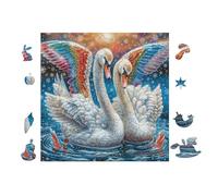 Couple de cygnes Heart 100 Pieces Casse-tête Collectionneur en Carton sans Déformation Haute Difficulté Décoration Murale Collection Cadeau Noël Pas Cher 28x28cm