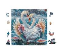 Couple de cygnes Jardin de Roses 100 Pièces Puzzle Personne Âgée en Carton Épais sans Déformation Facile Débutant Anti-Stress Thérapie Occupationnelle Petit Prix 28x28cm