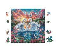 Couple de cygnes Lake 100 Pieces Casse-tête Adolescent en Carton Épais Difficulté Moyenne Activité Éducative Cadeau Saint Valentin Pas Cher Anniversaire 28x28cm