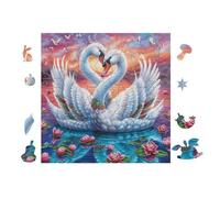 Couple de cygnes Lake 100 Pièces Puzzle Adulte en Carton Rigide sans Déformation Difficile Moyenne Décoration Murale Loisir Créatif Idée Cadeau Anniversaire 28x28cm