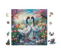 Couple de cygnes Love Lake 100 Pièces Puzzle Adulte en Carton Rigide sans Déformation Difficile Moyenne Décoration Murale Loisir Créatif Idée Cadeau Anniversaire 28x28cm
