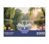 Couple de Cygnes | Symbole d'amour Puzzle 1000 Pièces, Défi Ingénieux Jouet Anti-Stress pour Adultes Et Enfants Jeu Éducatif Décor Mural & Cadeau Moderne 38x26cm/1000pcs