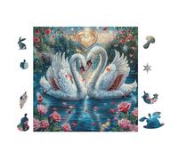 Couple de cygnes with Heart 100 Pieces Casse-tête Créatif en Carton Épais Rigide Difficulté Moyenne Activité Manuelle Loisir Créatif Cadeau Noël Pas Cher Premium 28x28cm