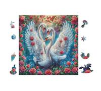 Couple de cygnes with Wings 100 Pieces Casse-tête Créatif en Carton Rigide sans Déformation Difficulté Moyenne Activité Manuelle Cadeau Saint Valentin Créatif 28x28cm
