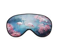 Couple de flamants roses debout dans le lac bleu masque de sommeil avec les yeux bandés fleur rose rose fleur réglable super lisse doux masque pour les yeux pour hommes femmes voyage et sieste