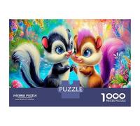 Couple de grisettes Puzzle 1000 Pièces Décoration Intérieure Le Duo Colorful Raccoon Jeu Éducatif Challenge Toy Adultes & Enfants des 14 Ans 52x38cm/1000pcs