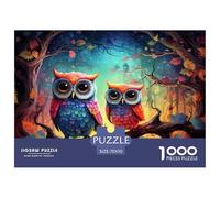 Couple de Hibou coloré_1 Pièces Découpées avec Précision Carton Écologique, Idéal pour Réduire Le Stress Et La Calme Mentale Au Quotidien 70x50cm/1000pcs