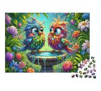 Couple de Hibou coloré 1000 Pièces Paire d'oiseaux Mignons Puzzle pour Adultes Carton sans Odeur Anti-Stress Détente pour Débutants pour Cadeaux De Remerciement 52x38cm/1000pcs