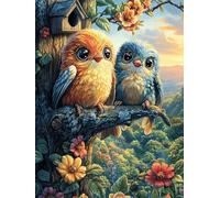 Couple de hiboux sur Un Arbre 300 Pieces Casse-tête Personne Âgée en Carton Épais Haute Densité Peinture à l'huile Animaux et Plantes Facile Débutant Thérapie Occupationnelle Anti-Stress Petit Prix