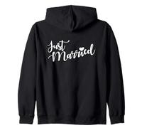 Couple de Jeunes mariés Just Married Typographie Minimaliste Sweat à Capuche