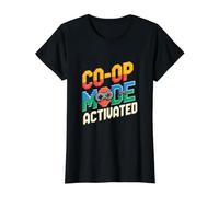 Couple de Joueurs Assortis Mode coopératif rétro activé T-Shirt Graphique avec Valeur, Femme, Noir, M