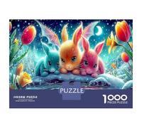 Couple de Lapins dans Le Jardin Cosmique Puzzle 1000 Pièces - Carton De Qualité Supérieure & Détente Le Duo Lagomorph - pour La Famille 70x50cm/1000pcs Cadeau d'anniversaire