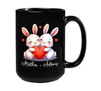 Couple De Lapins Tasse À Thé Céramique Mug Durable Tasse À Café Cadeau Mignon Pour Bureau Noël Pâques 330Ml