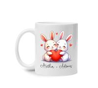 Couple De Lapins Tasse À Thé Durable Mug Drôle Tasse À Café Cadeaux Amusants Pour Collègue Noël Anniversaire 330Ml