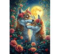 Couple de Loups au Clair de Lune 1000 Pièces Puzzle Collectionneur en Carton Haute Qualité Animal Plante Haute Difficulté Décoration Murale Oeuvre d'art Cadeau Noël Premium 1000 PCS