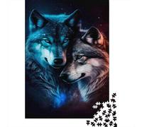 Couple de Loups Cosmiques Casse-tête Lien Céleste 1000 Pièces Papier Recyclé pour Adultes - Jeu de Famille Difficile et Stimulant, Jeu & Cadeau Ludique 38x26cm/1000pcs