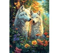 Couple de Loups dans Le Jardin Fleuri 1000 Pieces Casse-tête Collectionneur en Carton sans Déformation Mythes fantastiques Très Difficile Motif Complexe Décoration Murale Cadeau Noël Premium 1000